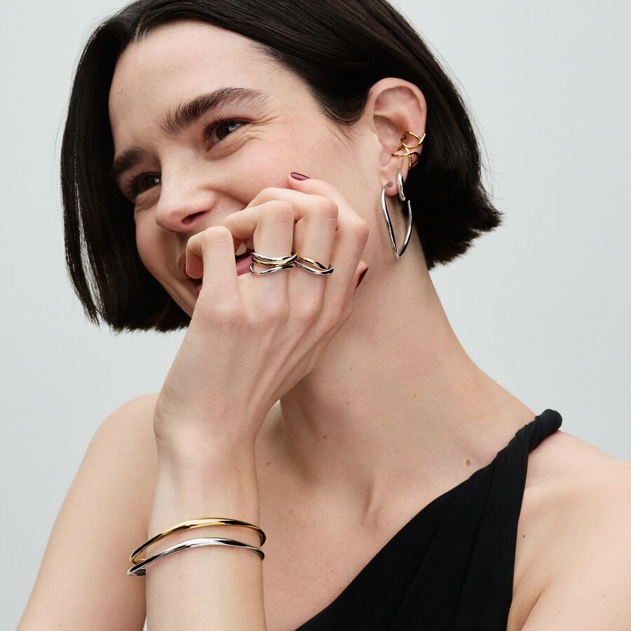 Organically Shaped 42 mm Open Hoop Earrings