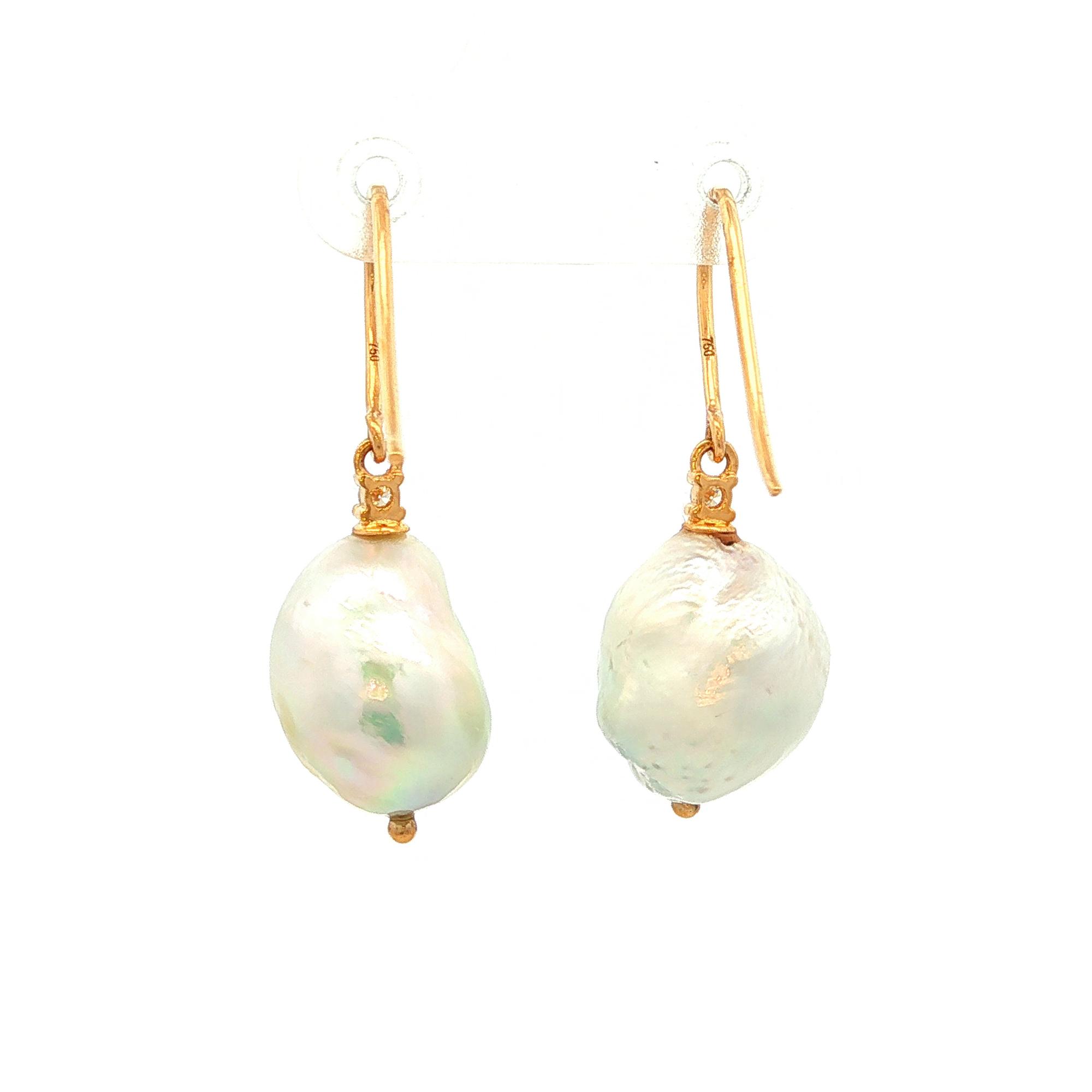 South Sea Baroque Pearl Earrings in Yellow Gold