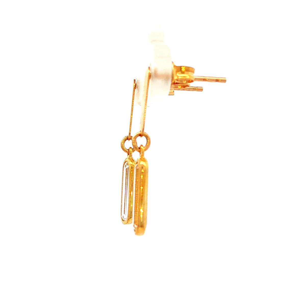 Flat Bar/Paper Clip Drop Earrings in Yellow Gold