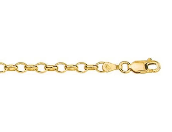 9 Carat Yellow Gold Oval Belcher 50cm