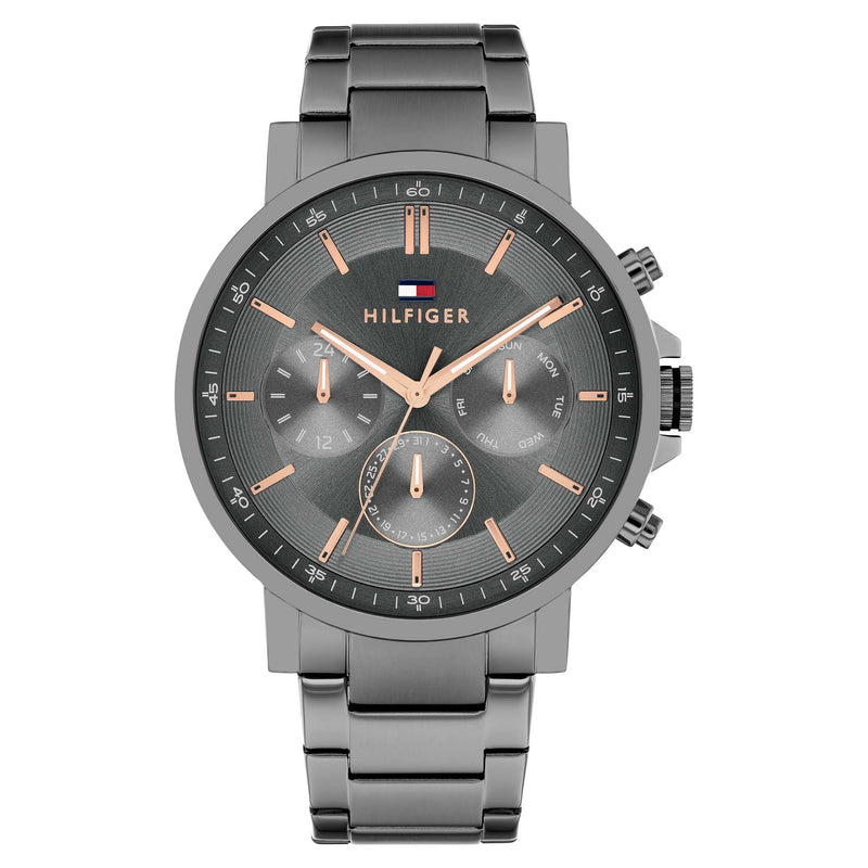 Tommy Hilfiger Grey Steel Dark Grey Dial Multi-function Men's Watch