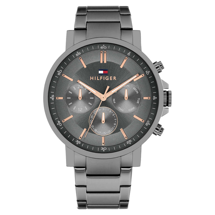 Tommy Hilfiger Grey Steel Dark Grey Dial Multi-function Men's Watch