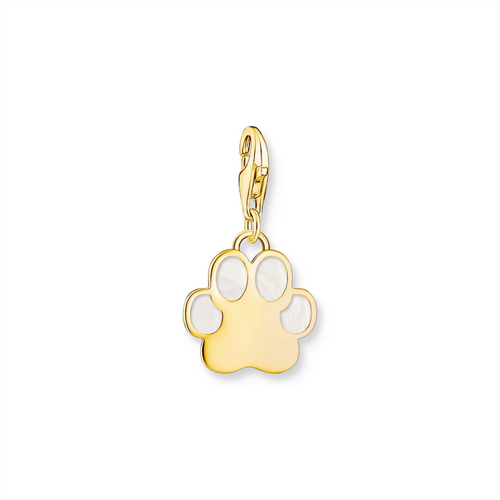 Thomas Sabo Gold Tone Pink Enamel Paw Print Charm