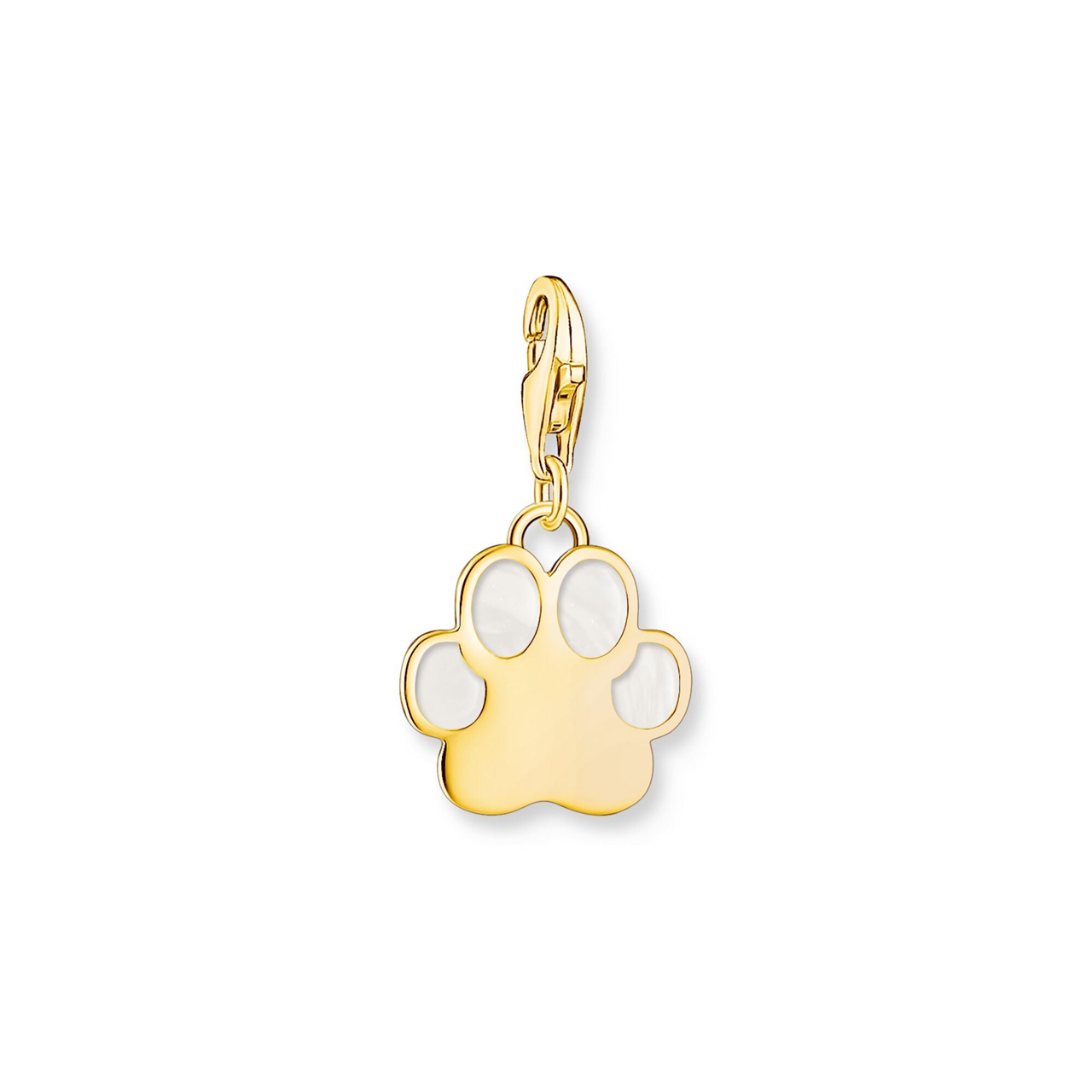 Thomas Sabo Gold Tone Pink Enamel Paw Print Charm