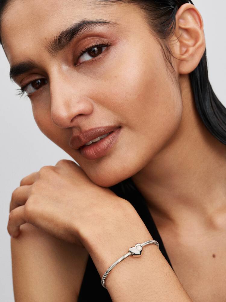 Pandora Engravable White Stone Heart Charm