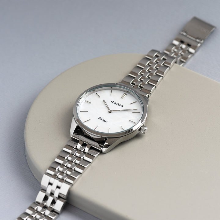 OOZOO 40mm Silver and White Watch