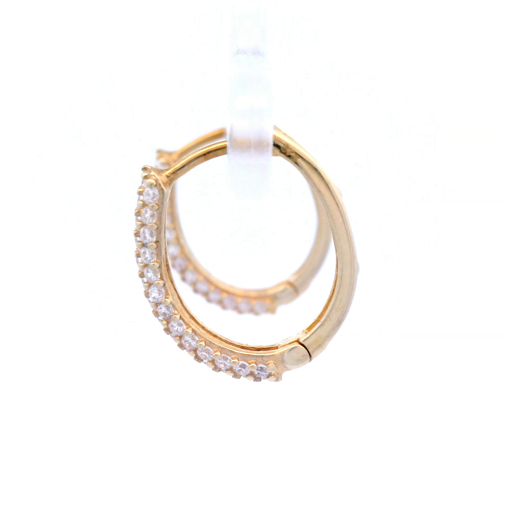 U-Shaped Cubic Zirconia Set Hoops in Yellow Gold