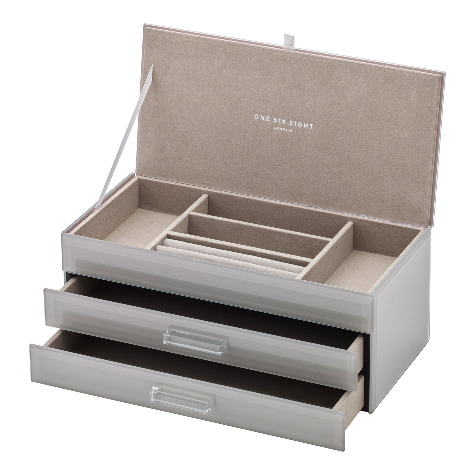 Gabriella Large Cool Grey Glass Jewellery Box