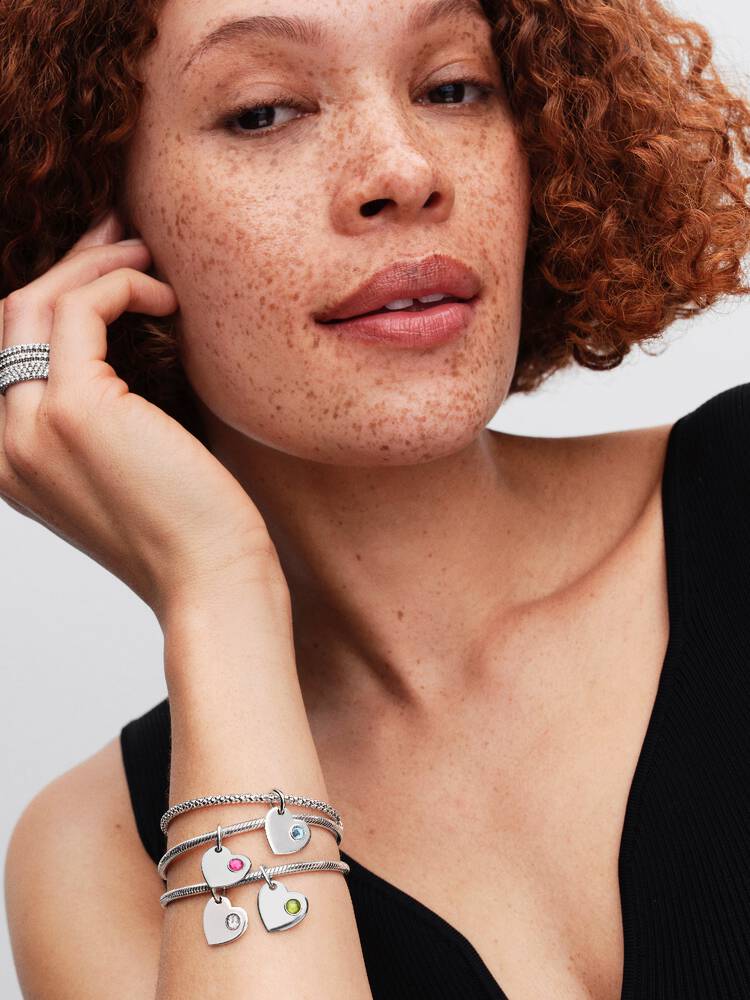 Pandora April Heart Clear Stone Dangle Charm