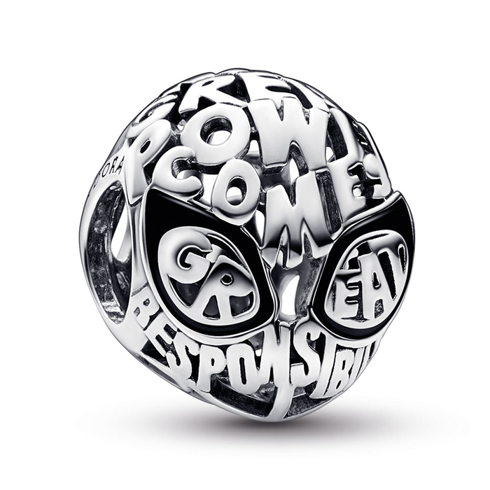 Marvel Spider-Man mask sterling silver charm with black enamel