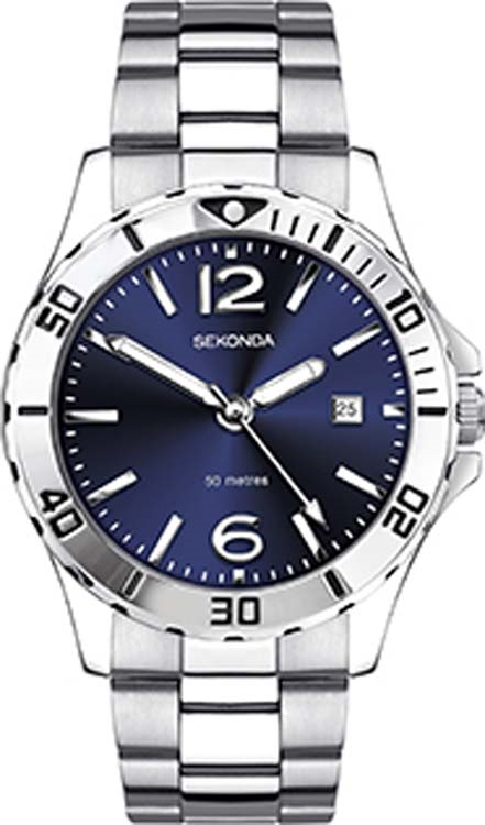 Sekonda Mens Silver Watch with Blue Dial SK1500
