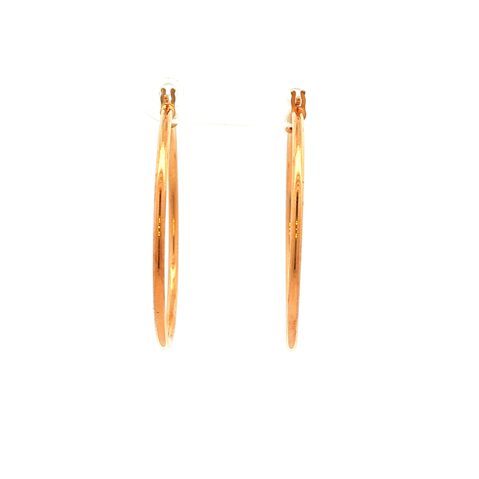 Round Plain Tube Hoop Earring in Yellow Gold