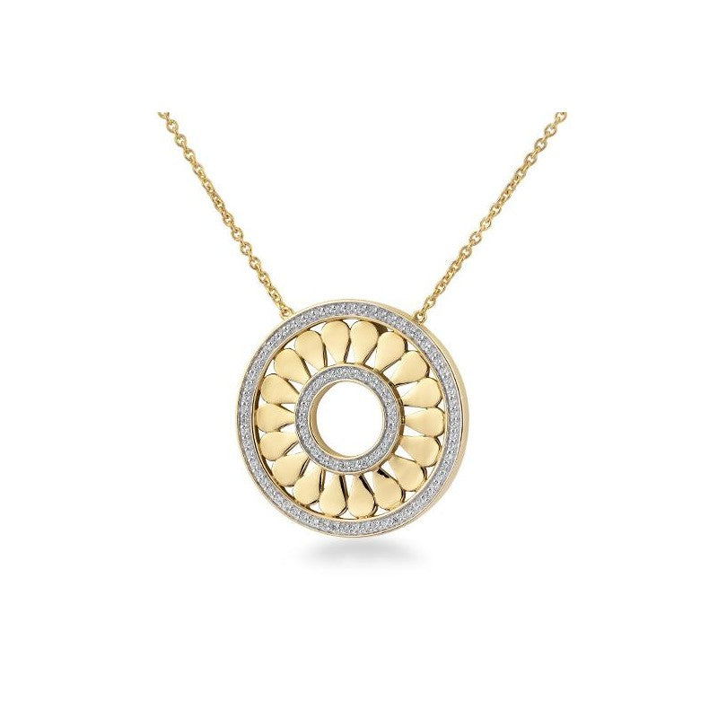 Diamond Open Circle Necklet Set in Yellow Gold