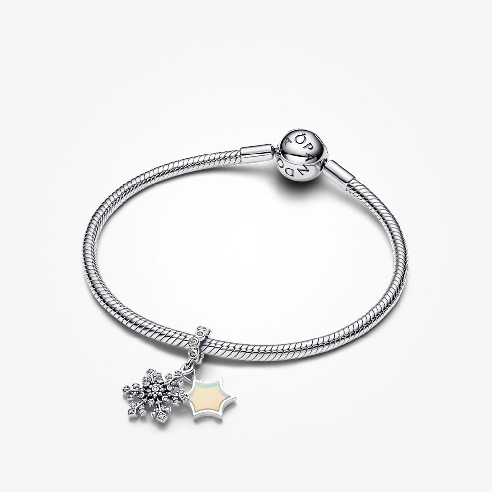 Pandora Opalescent Snowflake Double Dangle Charm