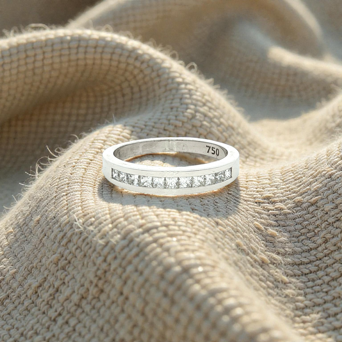 Curved Princess Diamond Dress Ring in White Gold
