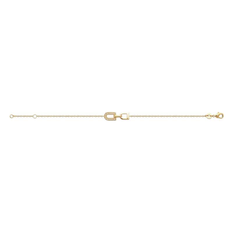 18ct YG Plated Alloy Cz U-Link Bracelet