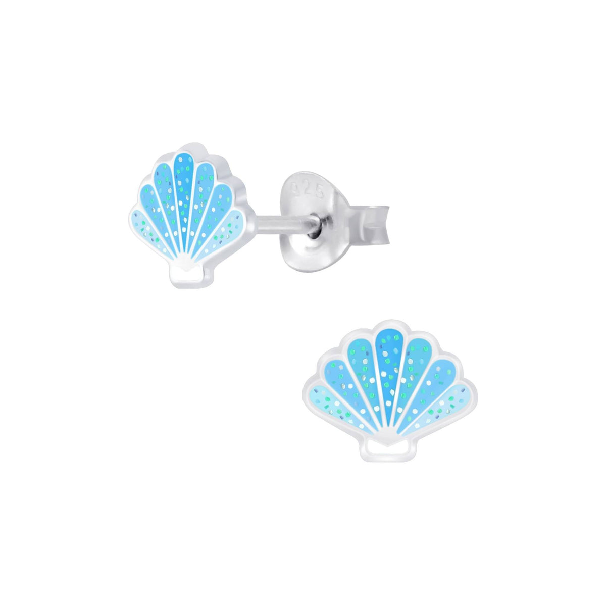 DPI Tiny Treasures Sterling Silver Children’s Glitter Shell Stud Earring