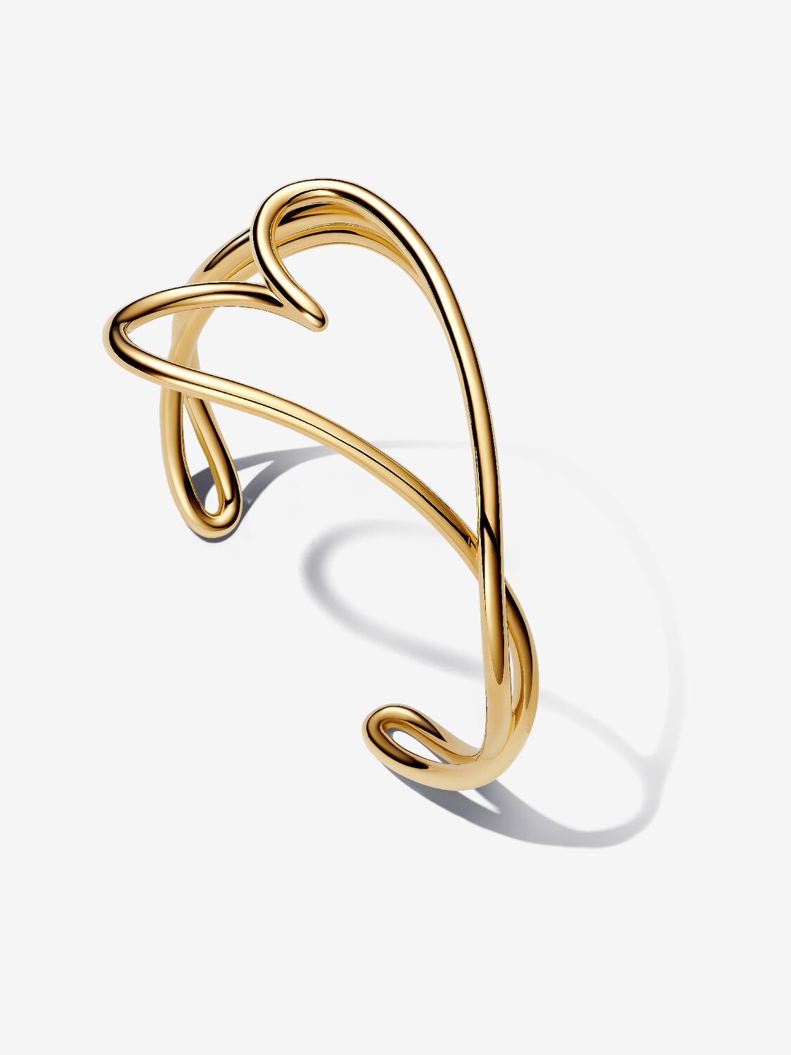Heart 14k gold-plated open bangle