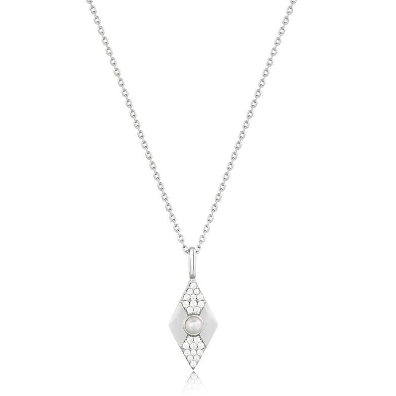 Ania Haie Silver Shell Pearl Geometric Pendant Necklace