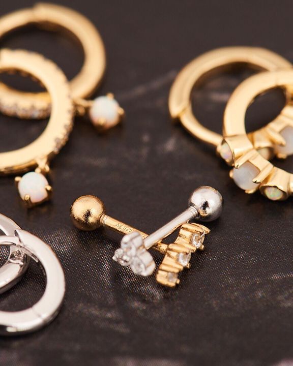 Ania Haie Gold Sparkle Crawler Barbell Single Earring.