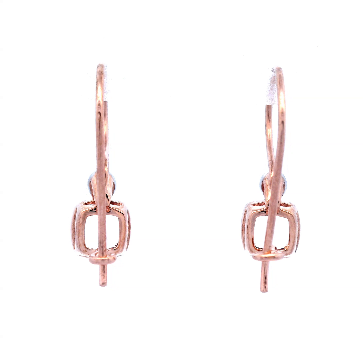 9ct Rose Gold Cushion Set Morganite and Diamond Earrings