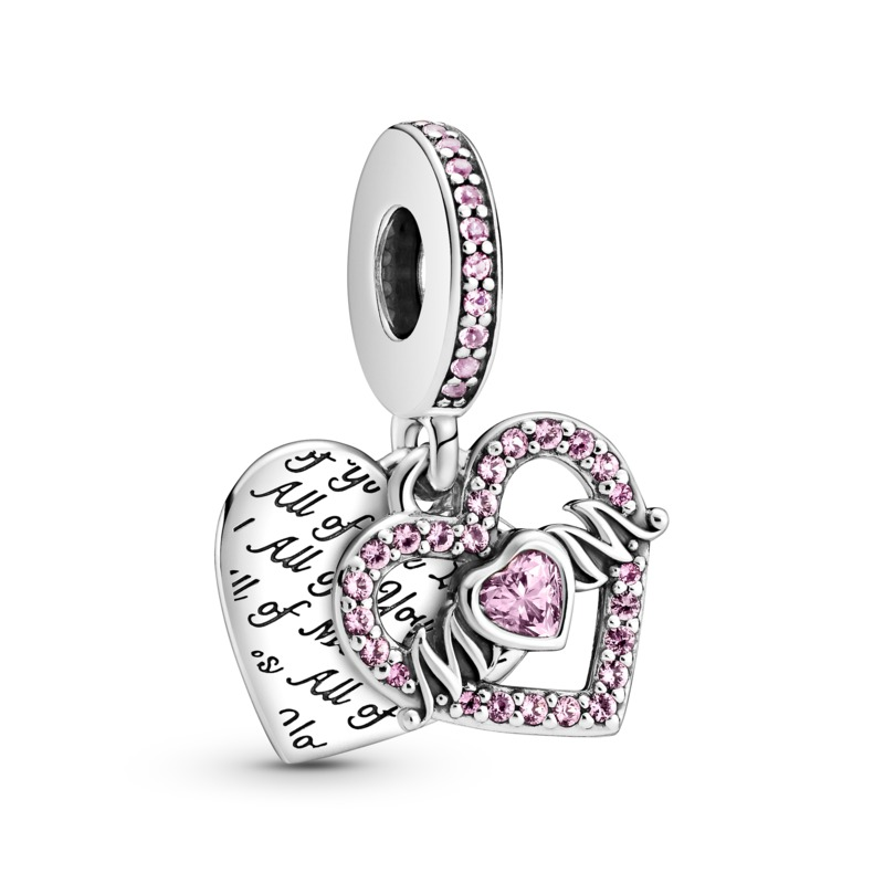 Mum Heart Sterling Silver Dangle & Pink CZ