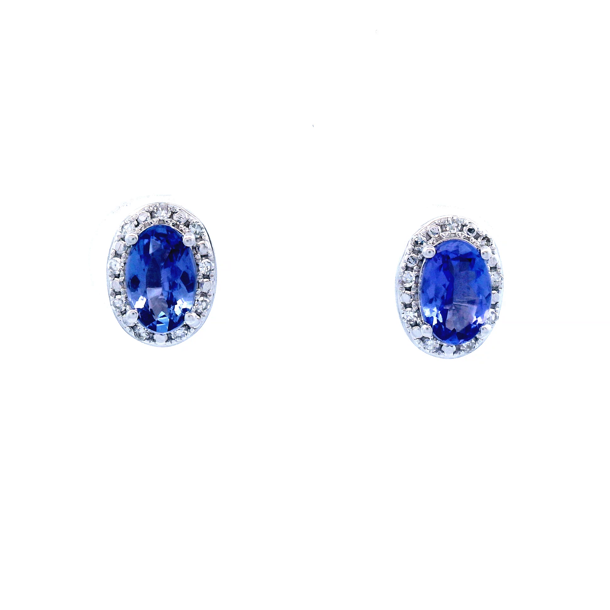 Tanzanite And Diamond Studs In White Gold