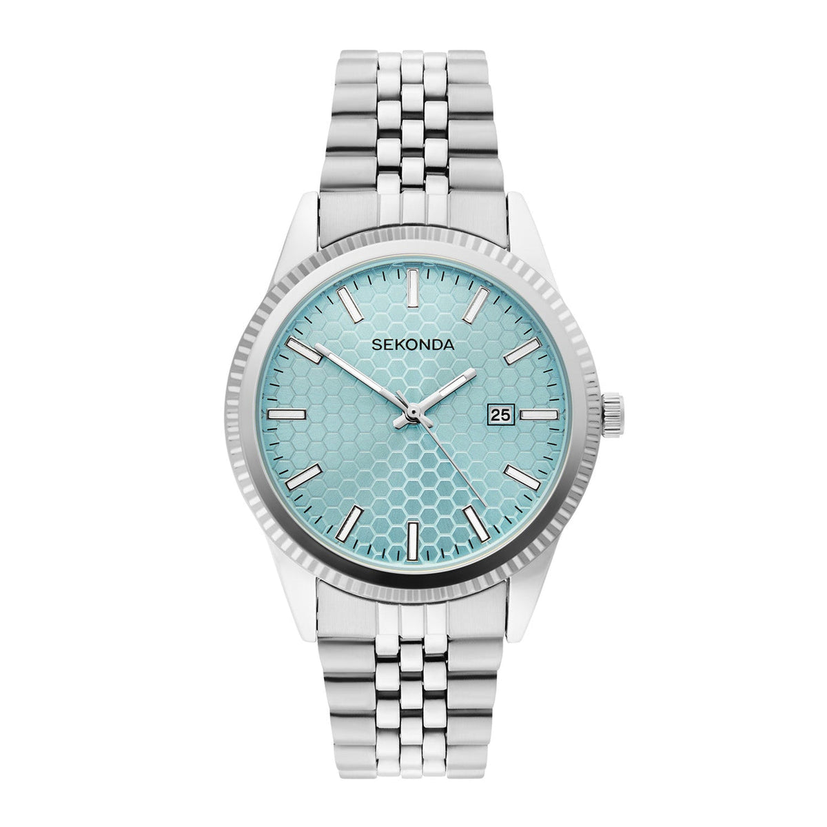 Sekonda King Light Blue Dial Silver Steel Mens Watch