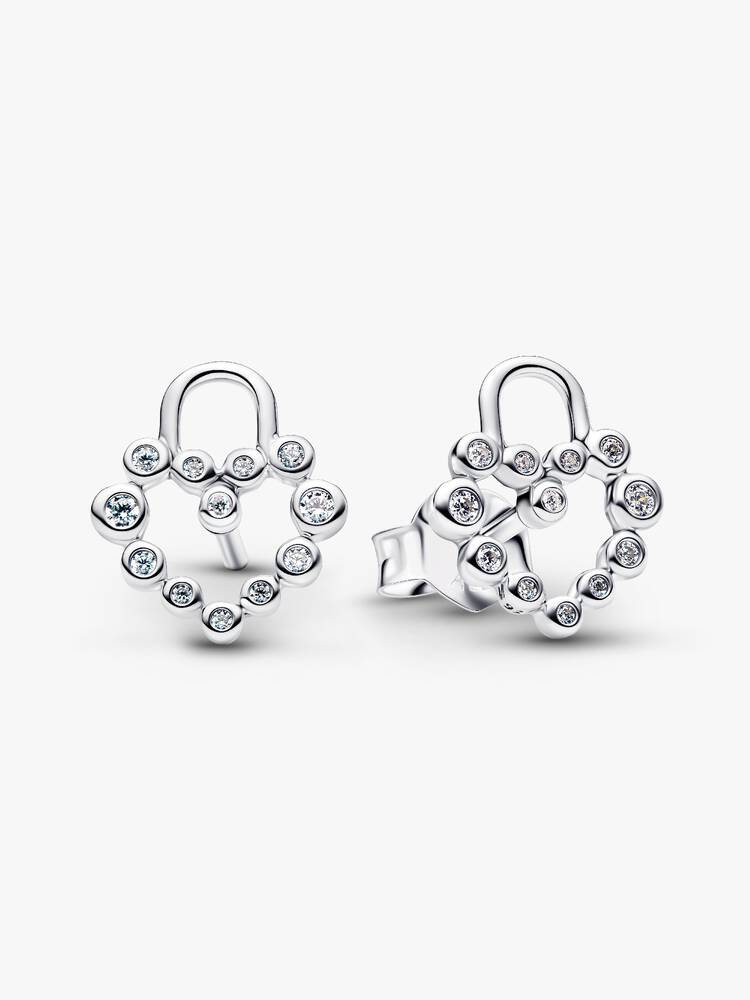 Pandora Sparkling Heart Padlock Stud Earrings