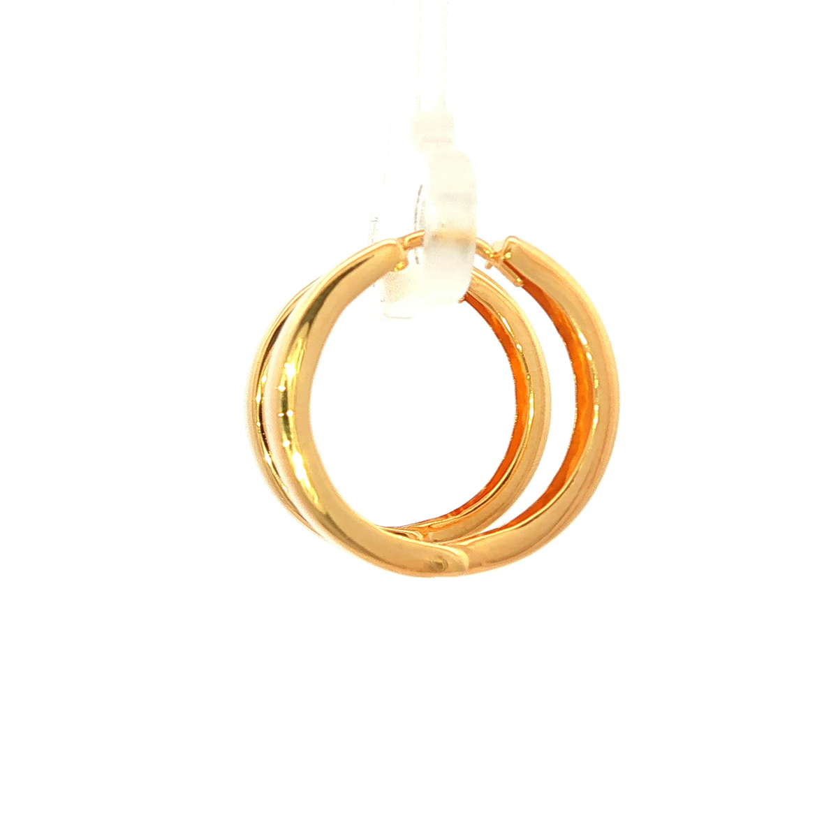 Yellow Gold and Silver Bonded Plain Huggie Earring
