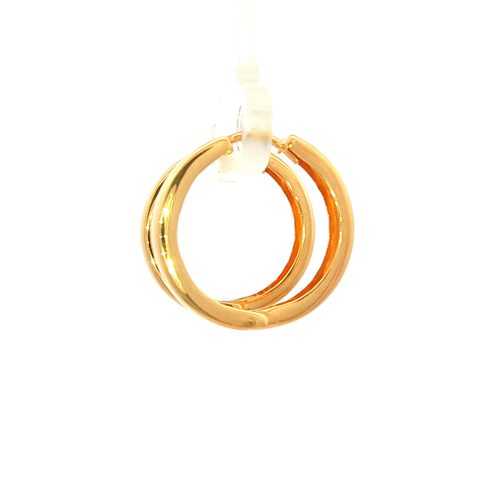 Yellow Gold and Silver Bonded Plain Huggie Earring