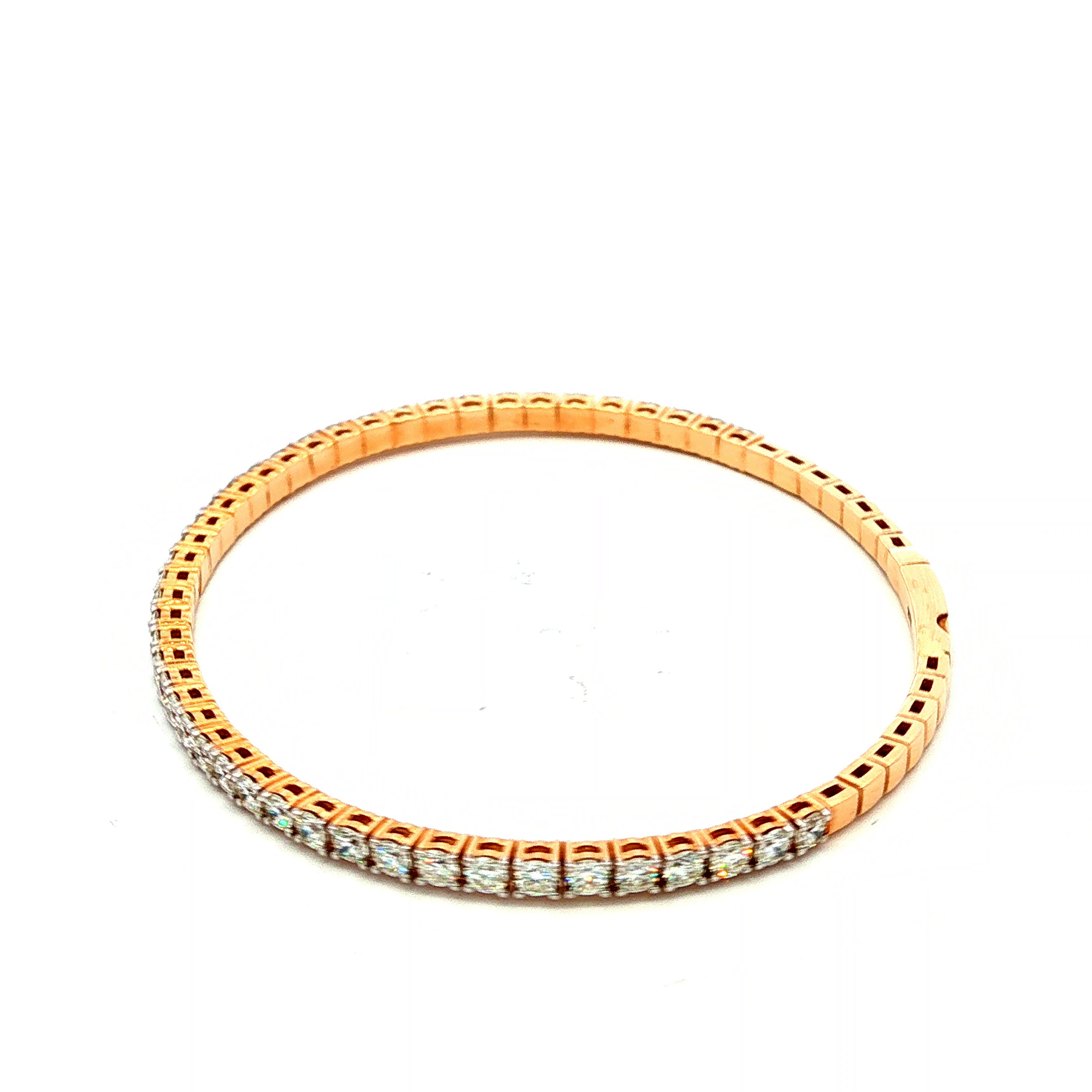 Tennis Press Clasp Bangle in Yellow Gold