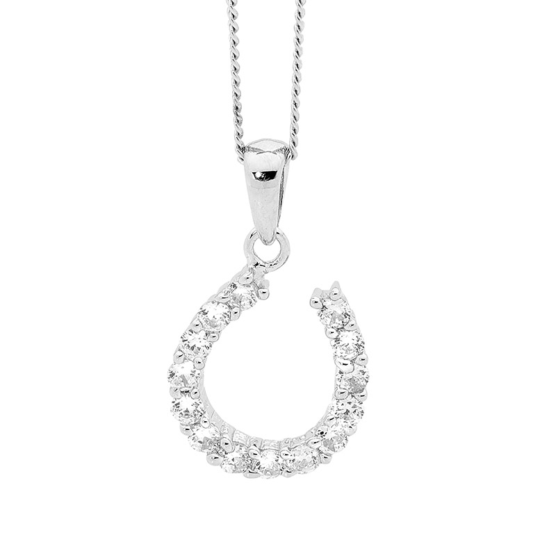 Ellani Sterling Silver Horseshoe Pendant