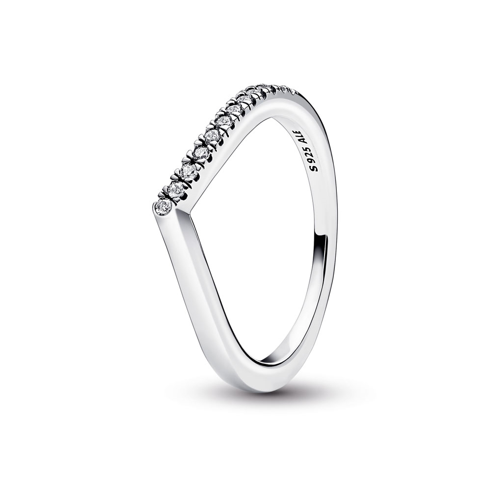 Pandora Wishbone Sterling Silver Ring with Clear Cubic Zirconia
