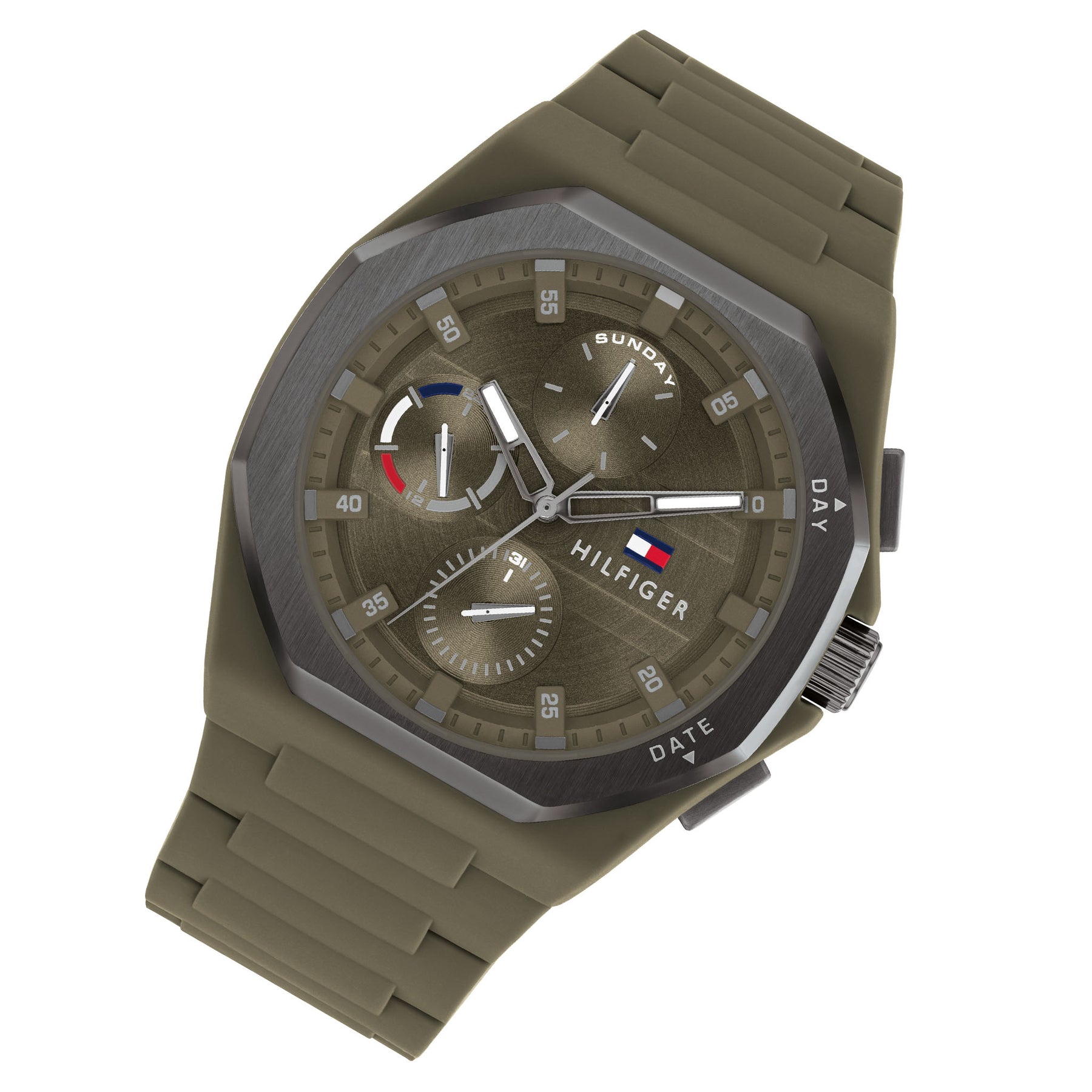 Tommy Hilfiger Silicone Green Dial Multi-function Men's Watch