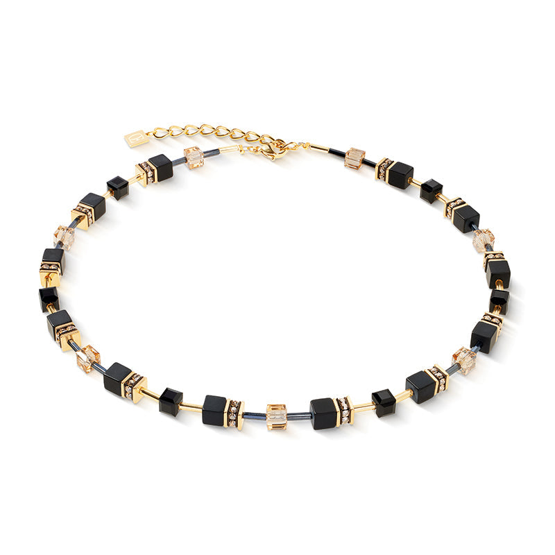 GeoCube Natural Onyx & Gold Necklace