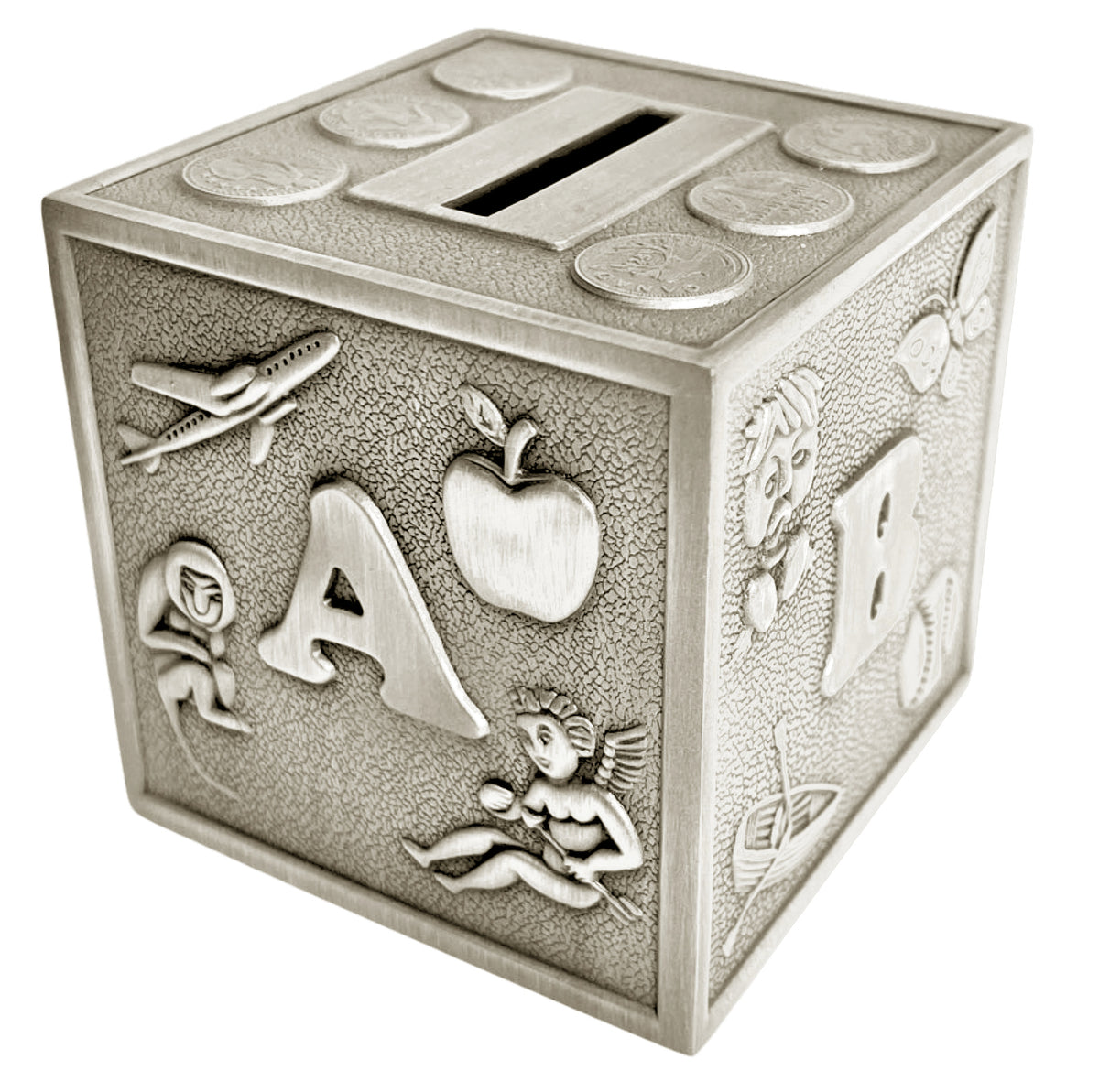 Russell Collection Giftware - Money Bank Abc Cube Pewter Finish