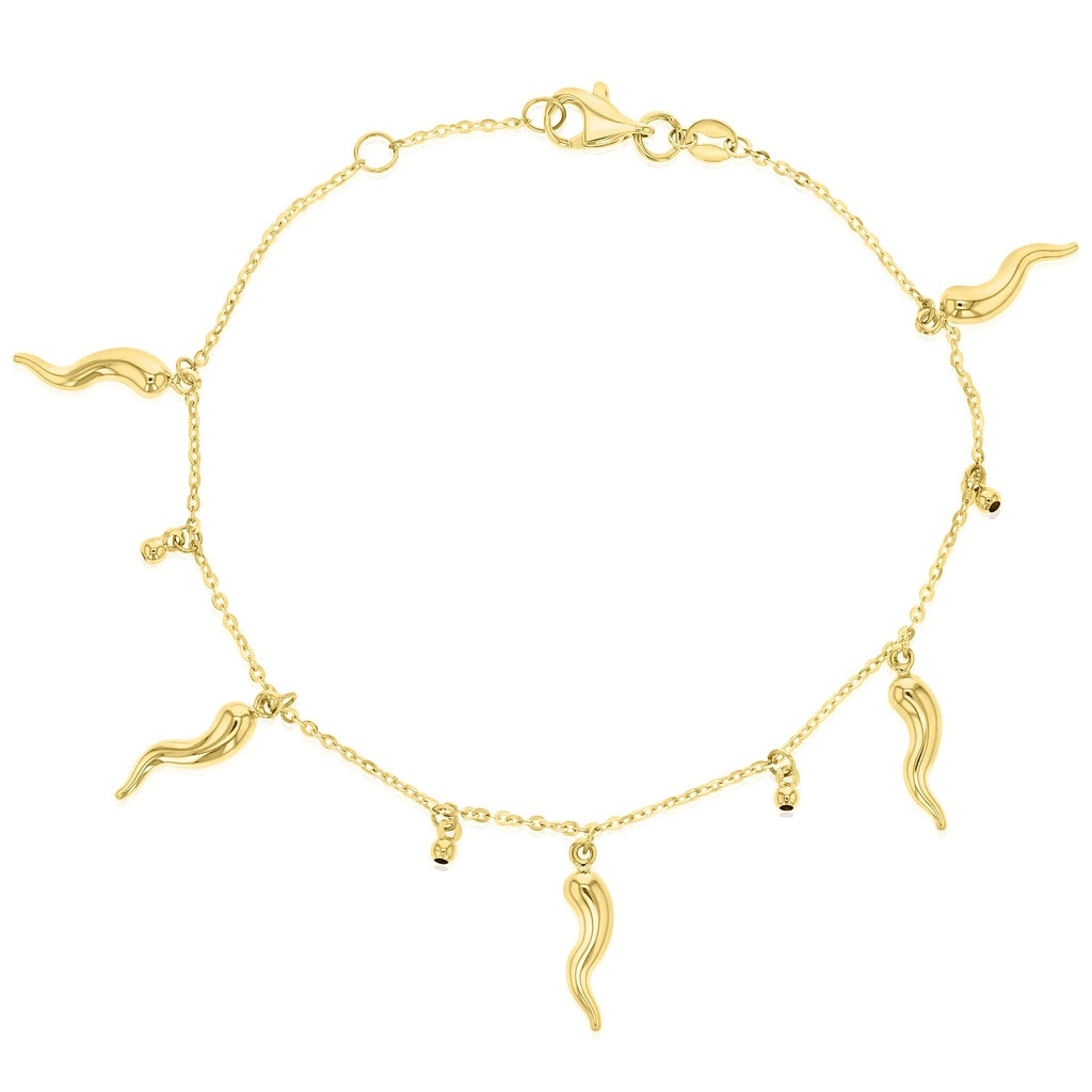 Mini Horn Charm Bracelet in Yellow Gold
