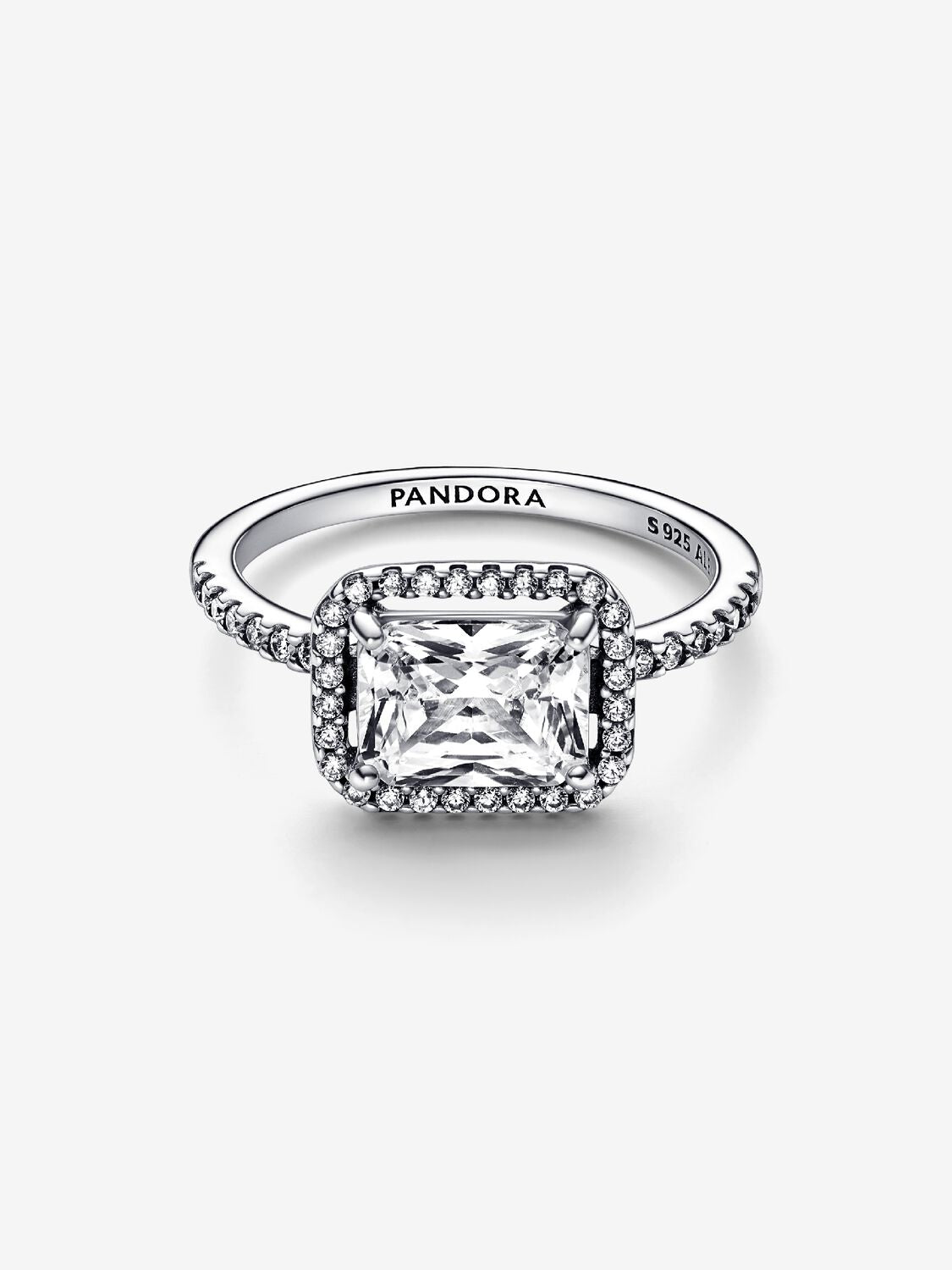 Pandora Rectangular Sparkling Halo Ring