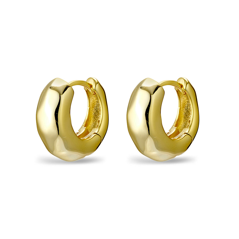 Yellow Gold Plated Sterling Silver Smooth Squared Hoops