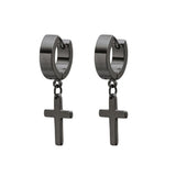 Blaze Stainless Steel Men’s Huggies with Square Drop Cross