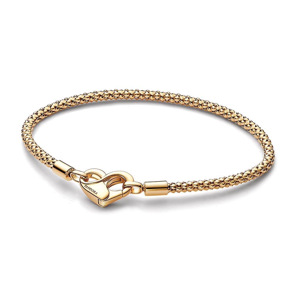 Pandora Studded chain 14k gold-plated bracelet with heart clasp