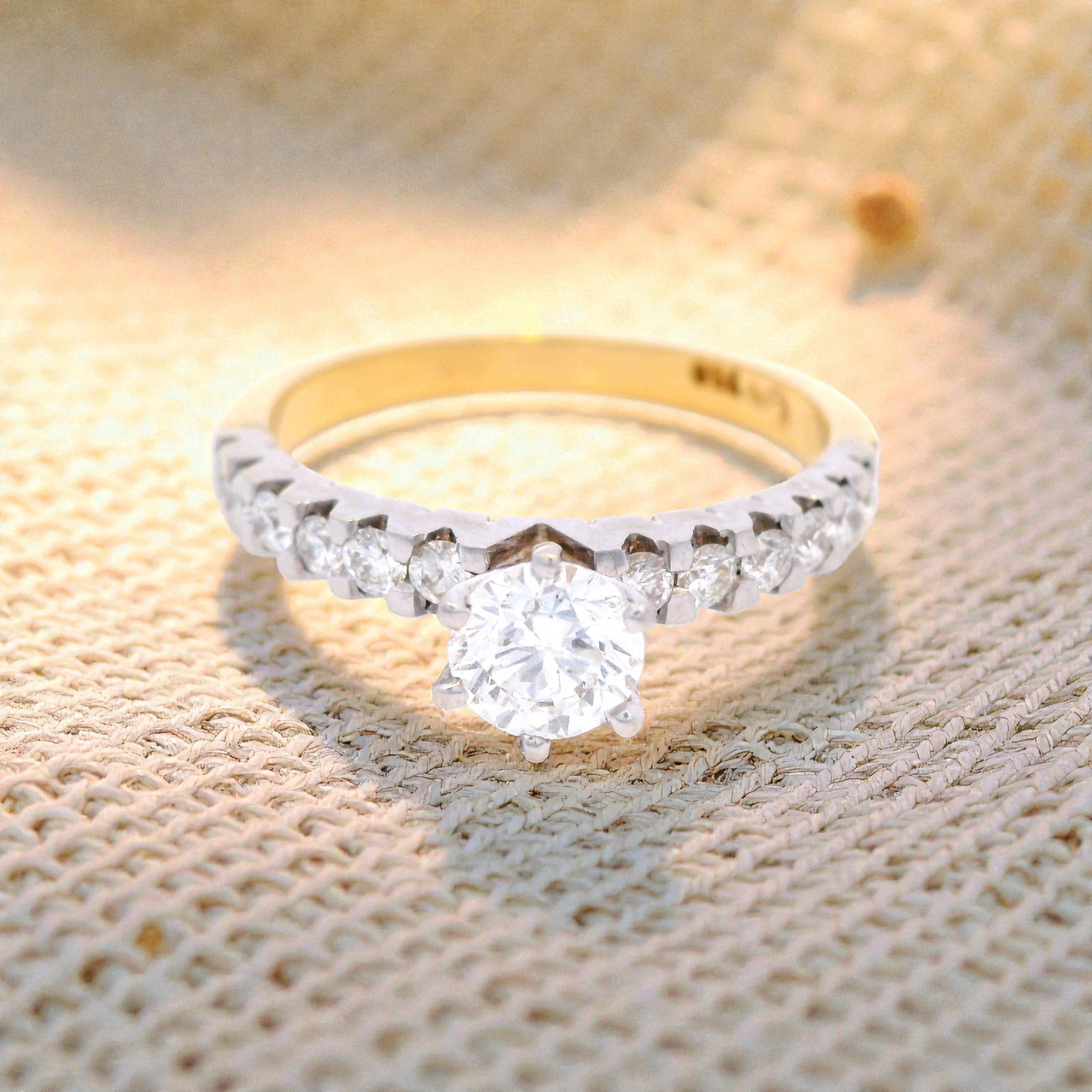 Diamond Ring Set in a Two Tone Yellow and White Gold Ring