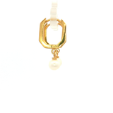 Round Pearl Drop Earrings in Yellow Gold