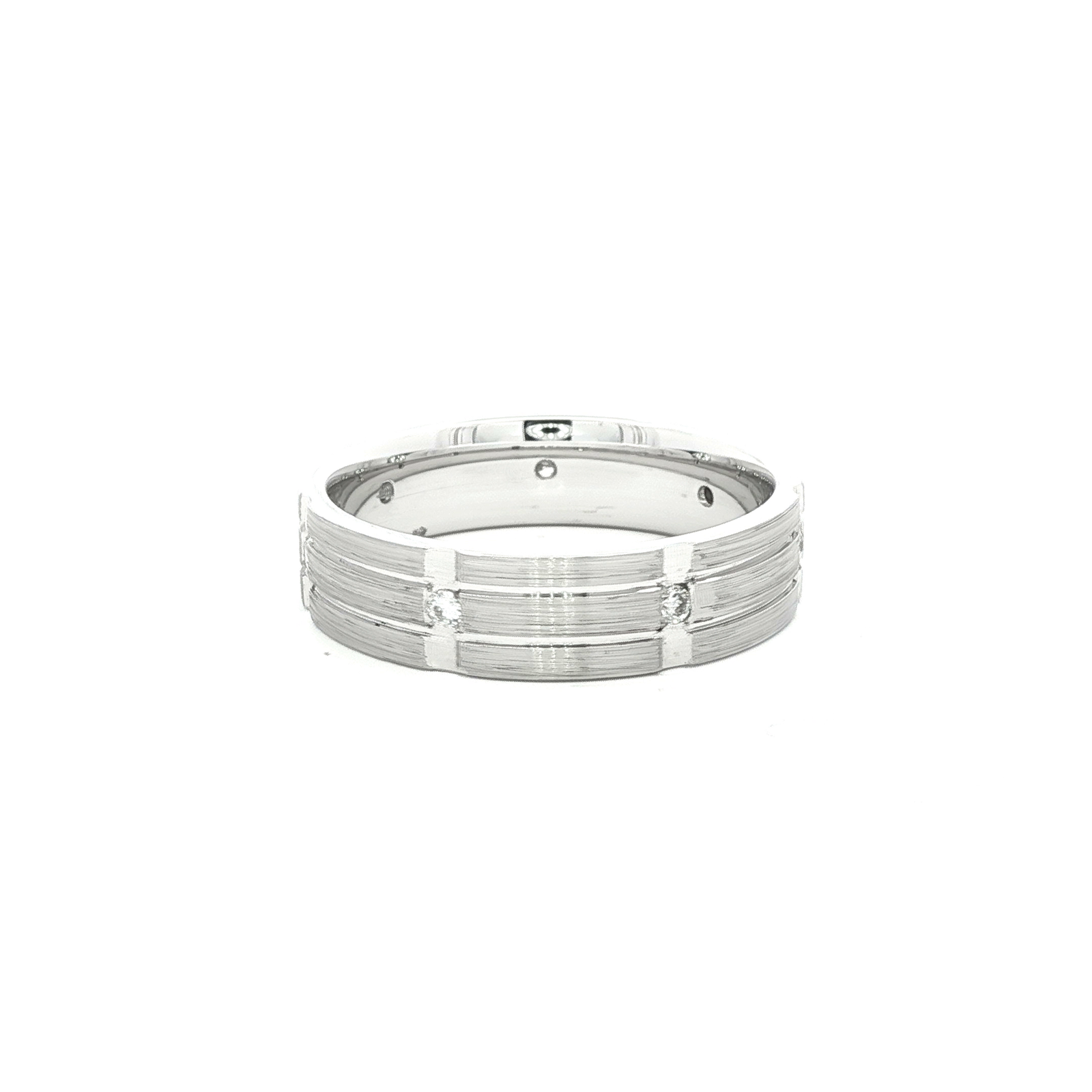 Platinum White Gold Band Ring with Round Brilliant Diamonds