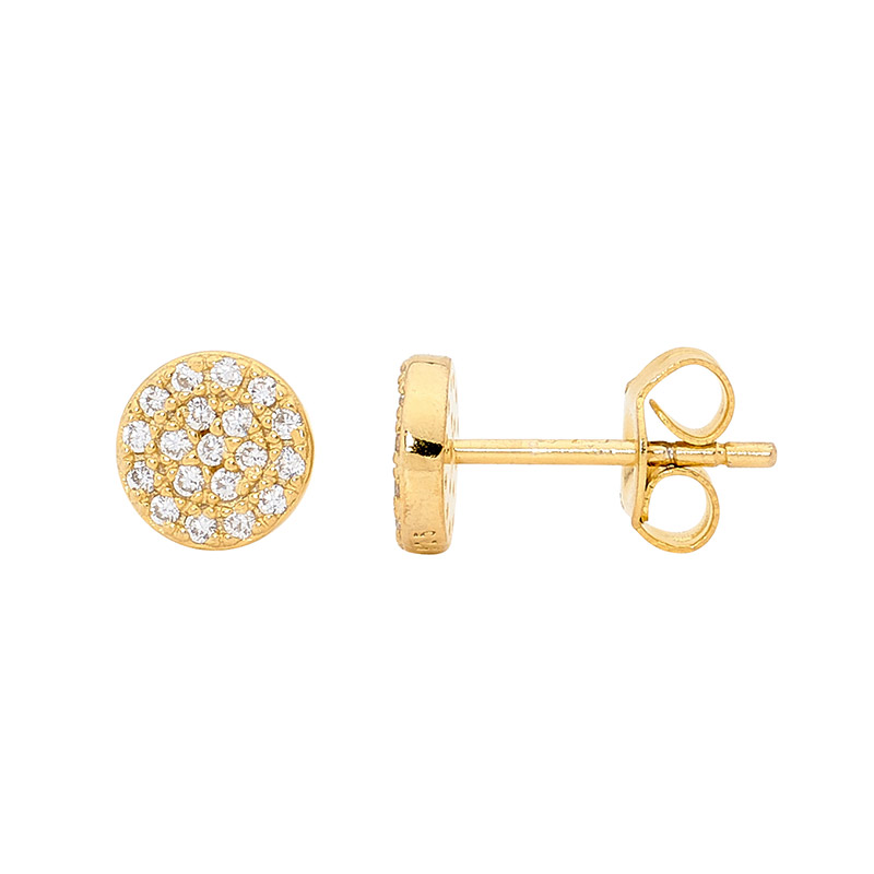 Ellani Circle Stud Silver Plated Earrings