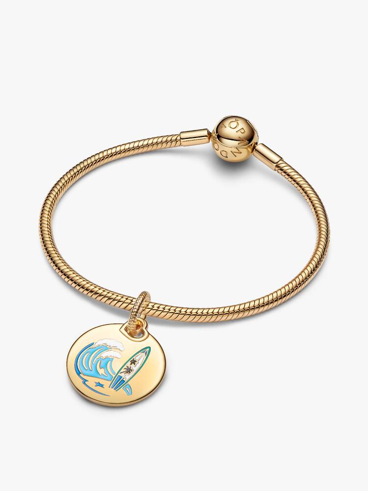 Pandora Surfing Round Tag Dangle Charm