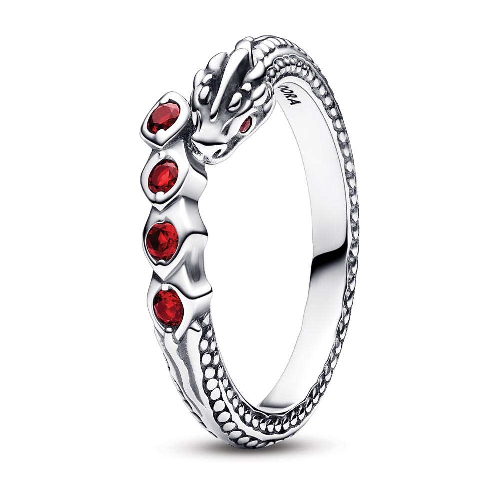 Project House Dragon sterling silver ring with salsa red crystal