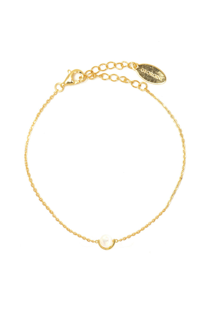 Georgini Adagio Crescent Nine-2-Five Pearl Racelet Silver 15Cm +4Cm