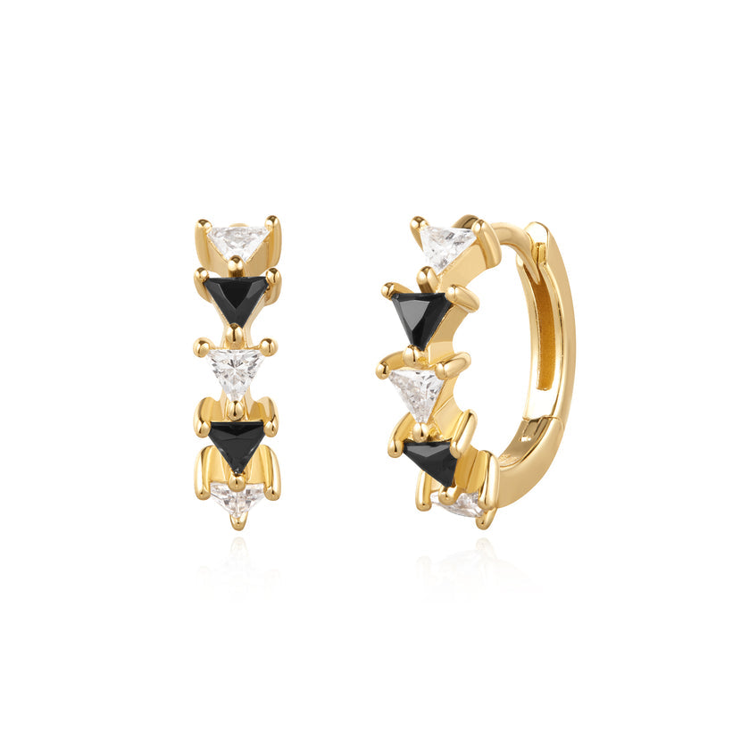 Ania Haie Black/White Triangular Cubic Zirconia Huggies
